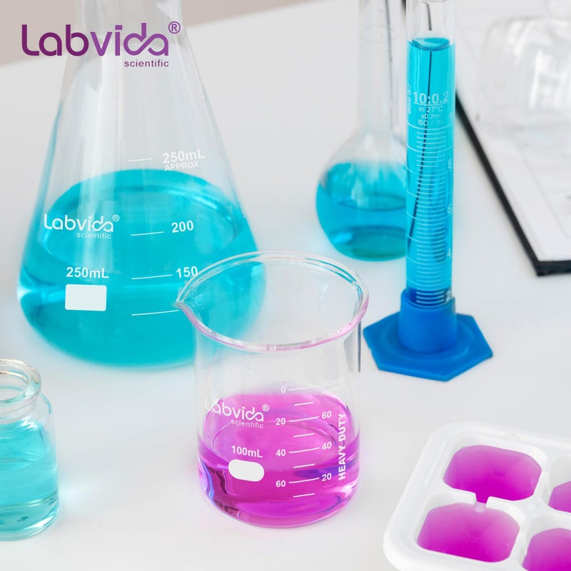 Labvida 12pcs 300ml Upgrated Thick Glass Beakers, Griffin Low Form Beaker Set with Double Scale, 3.3 Boro, LVA011 - Image 5